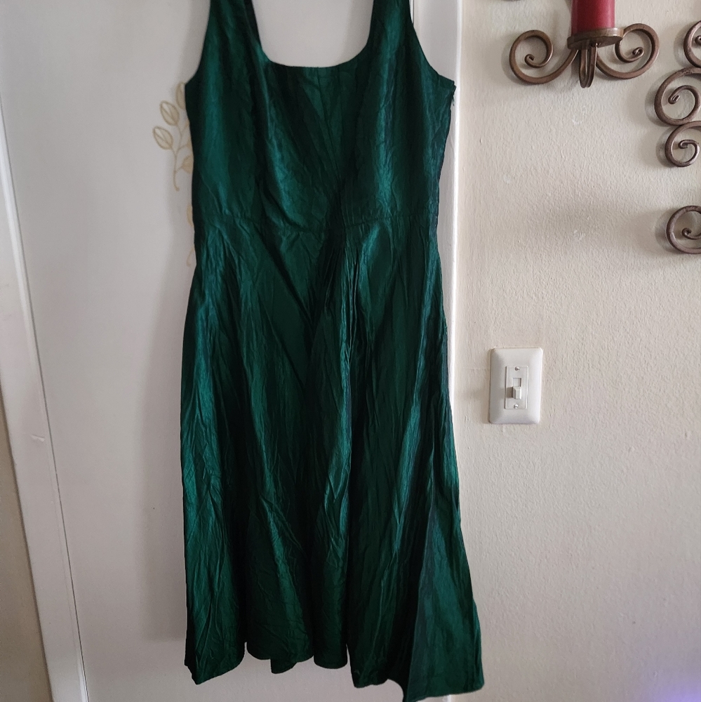 Corset inspired green iridescent dress